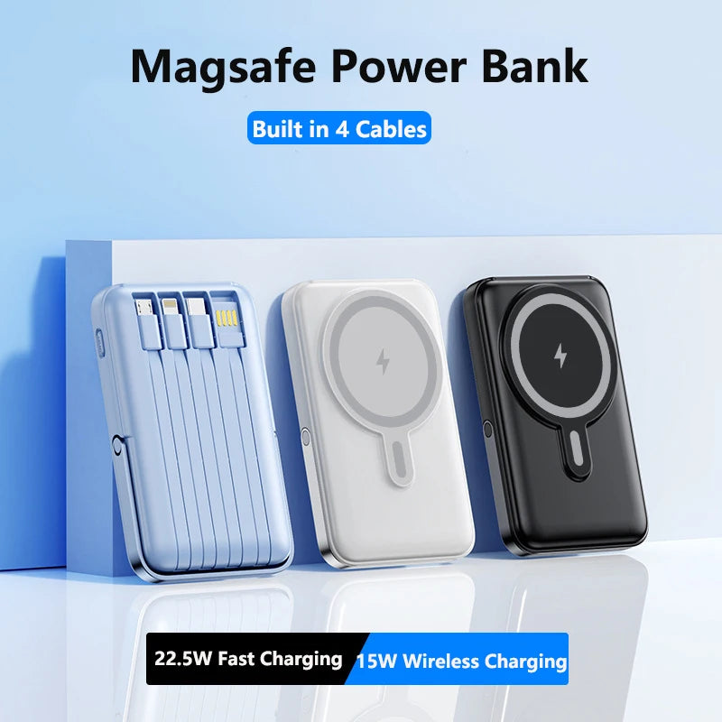 20000Mah Magsafe Power Bank Magnetic Wireless Powerbank with Cable Stand for Iphone 16 Xiaomi Samsung Portable Induction Charger